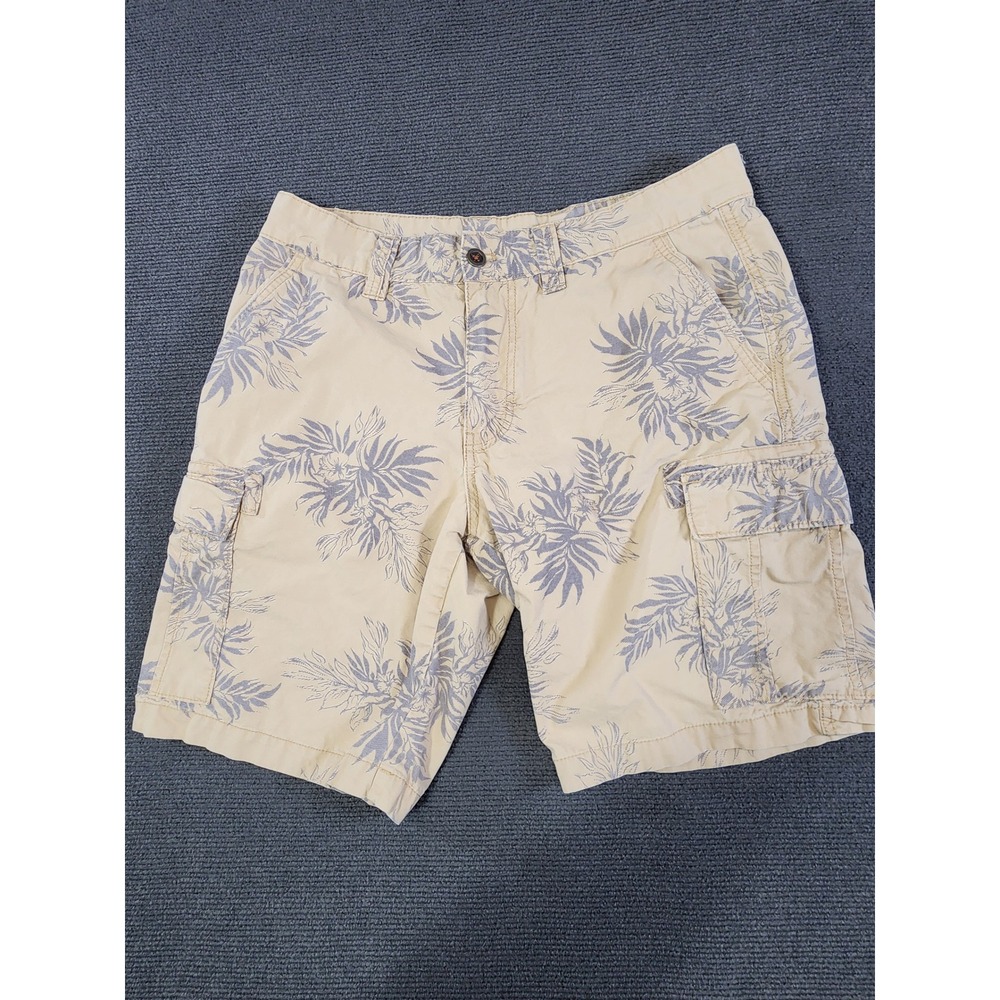 Weatherproof‎ Cargo Shorts Mens 34 Beige Floral Tropical Cotton Casual